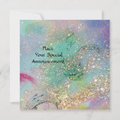 小さなキノコのエルフ、ピンク黄色青の輝き 招待状 (裏面)