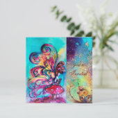 小さなキノコのエルフ、ピンク 緑 青の輝き 招待状 (スタンド正面)