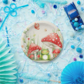 小さなキノコのトースツールとカエルの赤ちゃんシャワー ペーパープレート (パーティー)