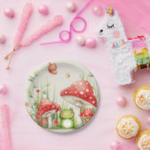 小さなキノコのトースツールとカエルの赤ちゃんシャワー ペーパープレート (パーティー)