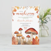小さなキノコのフローラ秋キノコの赤ちゃんシャワー 招待状 (スタンド正面)