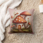 小さなキノコの家 クッション (ブランケット)