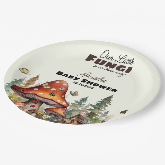 小さなキノコの木お洒落地林 ペーパープレート (アングル)