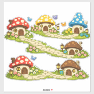 小さなキノコの村 シール