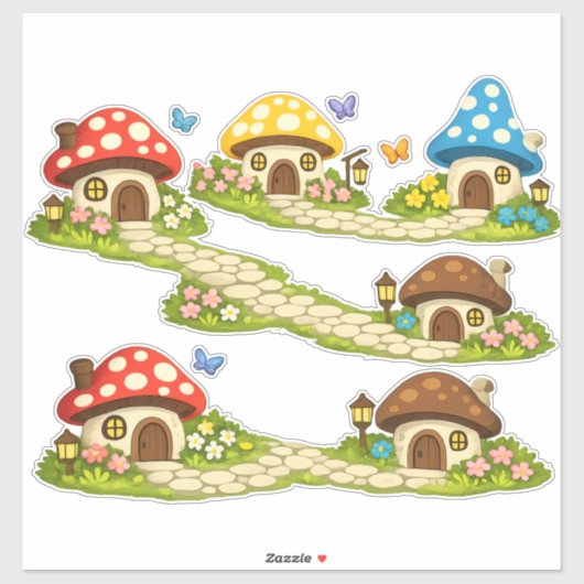 小さなキノコの村 シール (シート)