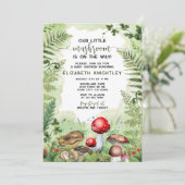 小さなキノコの森のシダ素朴ベビーシャワー 招待状 (スタンド正面)