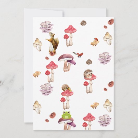 小さなキノコの森の赤ちゃんシャワー 招待状 (裏面)