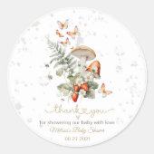 小さなキノコの赤ちゃんシャワー森の赤ちゃんシャワー ラウンドシール (正面)