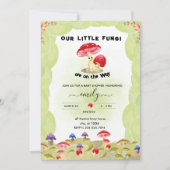 小さなキノコの赤男女兼用ちゃんシャワー 招待状 (正面)