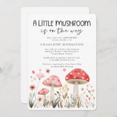 小さなキノコの野生の花の赤ちゃんシャワー 招待状 (正面/裏面)