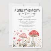 小さなキノコの野生の花の赤ちゃんシャワー 招待状 (正面)