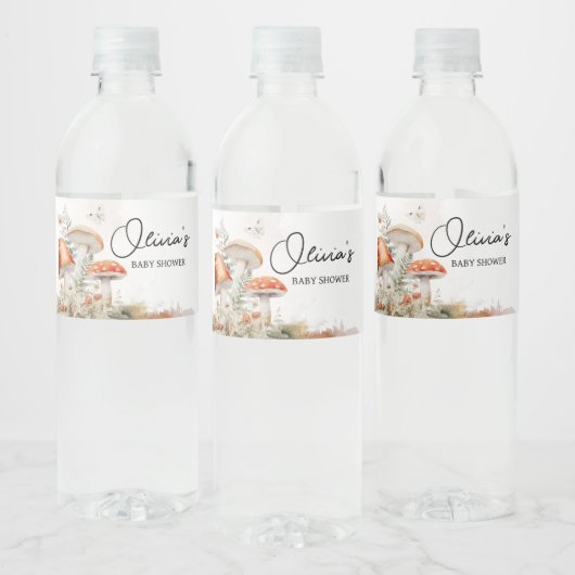 小さなキノコの魅力化されたキノコの赤ちゃんシャワー ペットボトルラベル (ボトル)