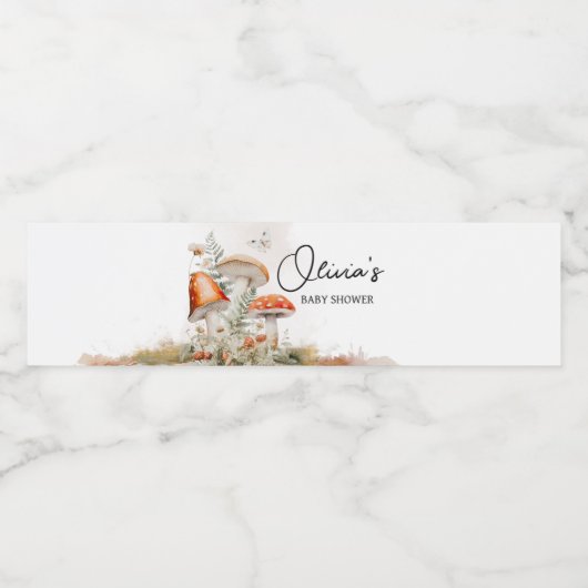 小さなキノコの魅力化されたキノコの赤ちゃんシャワー ペットボトルラベル (シングルラベル)