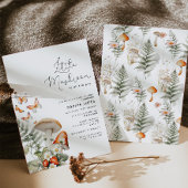 小さなキノコミニマルの赤ちゃんシャワー 招待状