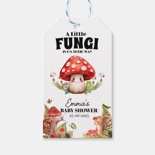 小さなキノコ蝶の蛾の赤ちゃんシャワー ギフトタグ (正面)