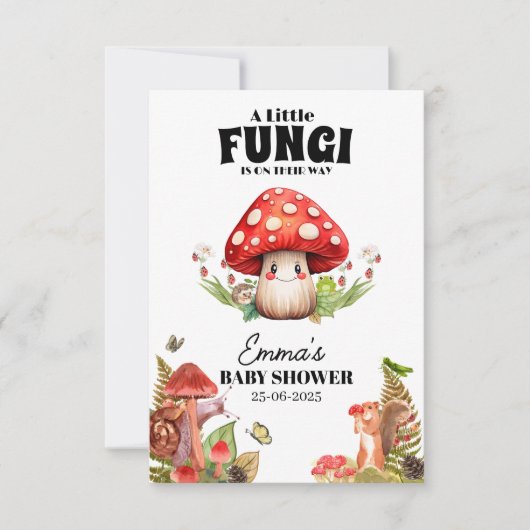 小さなキノコ蝶の蛾の赤ちゃんシャワー サンキューカード (正面)