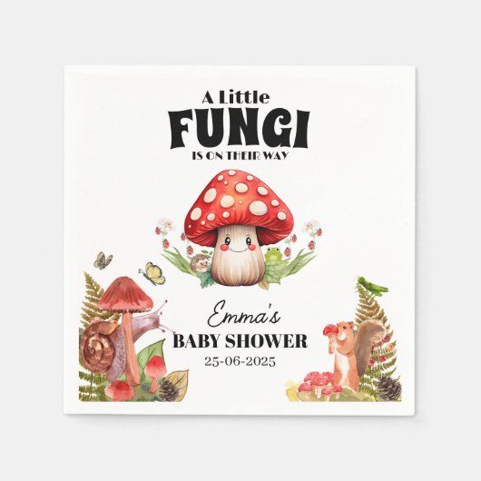 小さなキノコ蝶の蛾の赤ちゃんシャワー スタンダードカクテルナプキン (正面)