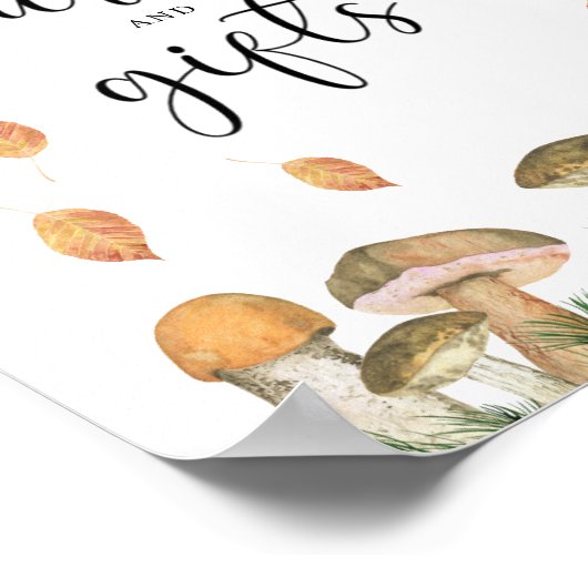 小さなキノコ – カードとギフト赤ちゃんシャワー ポスター (角)