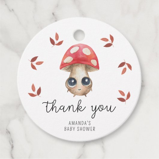 小さなキノコ – 赤ちゃんシャワー感謝していユー フェイバータグ (正面)