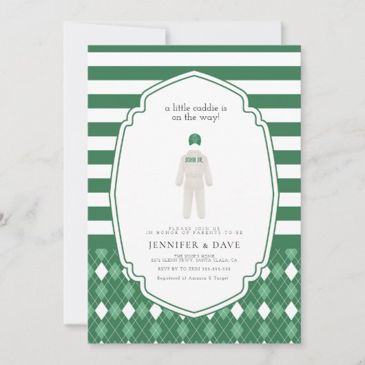 小さなキャディーが途中で緑 招待状 (正面)
