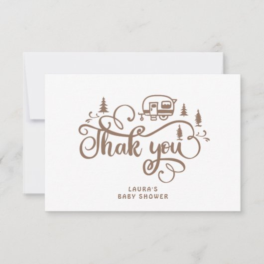 小さなキャンパーが途中で赤ちゃんシャワーありがとう カード (正面)