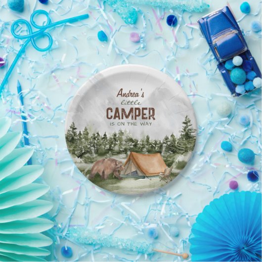 小さなキャンパーが途中にある男の赤ちゃんシャワー ペーパープレート (パーティー)
