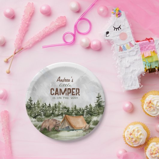 小さなキャンパーが途中にある男の赤ちゃんシャワー ペーパープレート (パーティー)