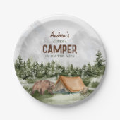小さなキャンパーが途中にある男の赤ちゃんシャワー ペーパープレート (正面)