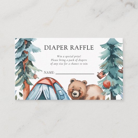 小さなキャンパーの森の赤ちゃんシャワー エンクロージャーカード (正面)