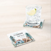 小さなキャンパーの森の赤ちゃんシャワー スクエアペーパーコースター (インサイチュ)