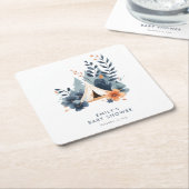 小さなキャンパーの森の赤ちゃんシャワー スクエアペーパーコースター (アングル)