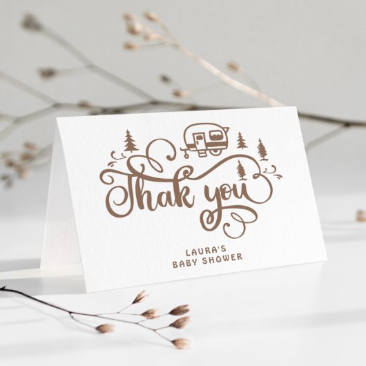 小さなキャンパーミニマルな赤ちゃんシャワーありがとう カード