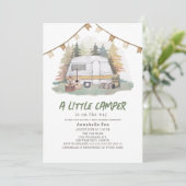 小さなキャンパー山の森の少年の赤ちゃんシャワー 招待状 (スタンド正面)