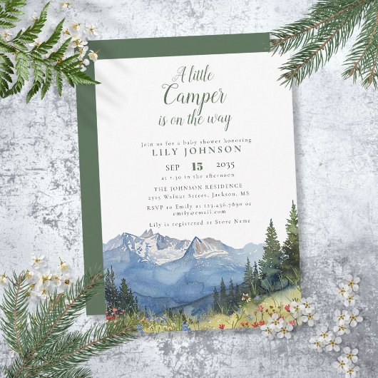 小さなキャンパー山の野生の花の赤ちゃんシャワー 招待状
