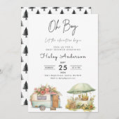 小さなキャンパー素朴ボーイ赤ちゃんシャワー 招待状 (正面/裏面)