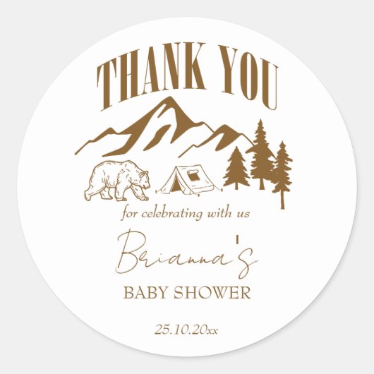 小さなキャンパーboho赤ちゃんシャワーのパーソナライズされた好意 ラウンドシール (正面)