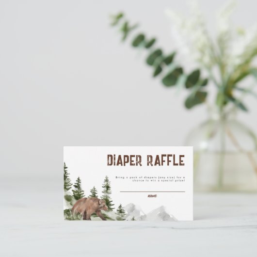 小さなキャンピングカーおむつラッフルボーイベビーシャワー エンクロージャーカード (スタンド正面)