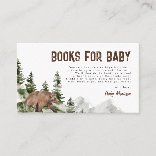 小さなキャンピングカーの熊の本男の赤ちゃんシャワー エンクロージャーカード (正面)