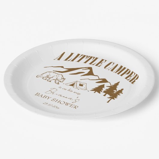 小さなキャンピングボーホベイビーシャワーパーソナライズされた ペーパープレート (アングル)