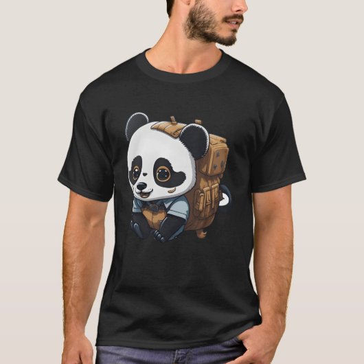 小さなキャンプのパンダの家族 Tシャツ (正面)