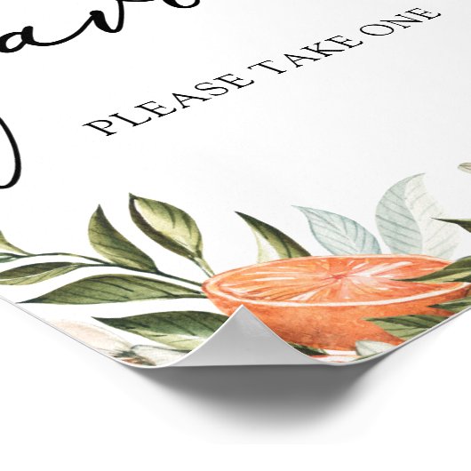 小さなキュートなクレメンタインとグリーンの景品サイン ポスター (角)