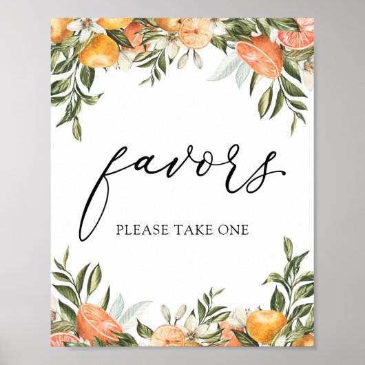 小さなキュートなクレメンタインとグリーンの景品サイン ポスター (正面)