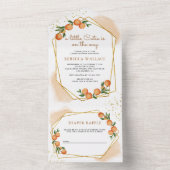 小さなキュートなタンジェリンシトラスオレンジのベイビーシャワー オールインワン招待状 (内側)