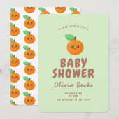 小さなキュート オレンジ ベビーシャワー 招待状 (正面/裏面)