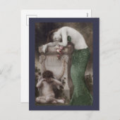 小さなキューピッドと緑のサイレン シーズンポストカード (正面/裏面)