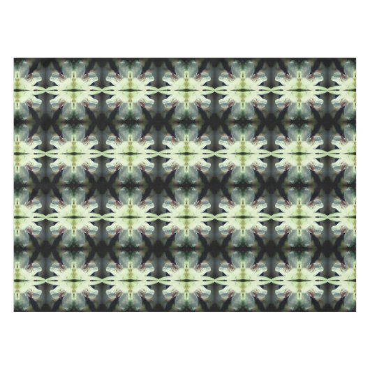 小さなキリギリスの白いツツジの花の抽象芸術 テーブルクロス (正面(横))