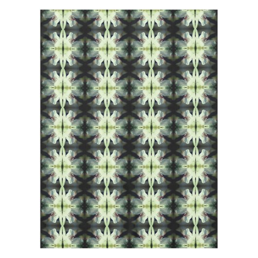 小さなキリギリスの白いツツジの花の抽象芸術 テーブルクロス (正面)