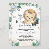 小さなキング葉ユーカリ金ゴールドの赤ちゃんシャワー 招待状 (正面/裏面)