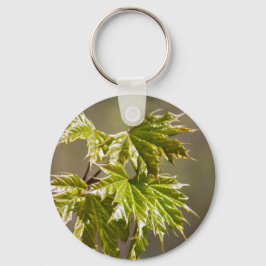 小さなキーチェーン付き可愛い葉緑のメエデ枝 キーホルダー