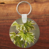 小さなキーチェーン付き可愛い葉緑のメエデ枝 キーホルダー (正面)